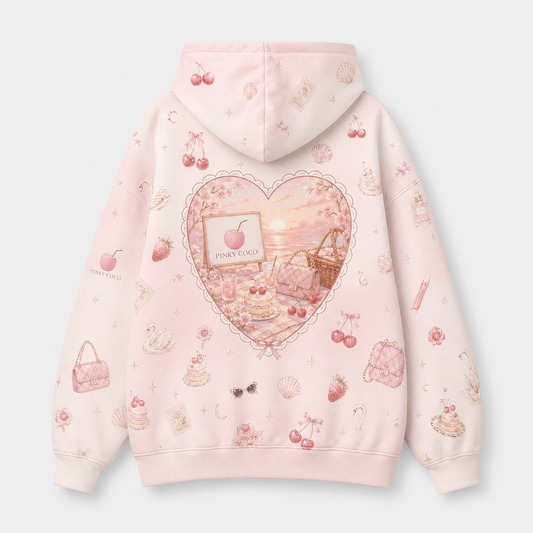 Front view of the PinkyCoco Dream Diary women's hoodie