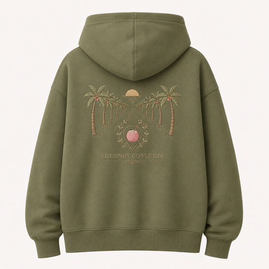 Front view of the PinkyCoco Olive Coconut Coordinates women's hoodie