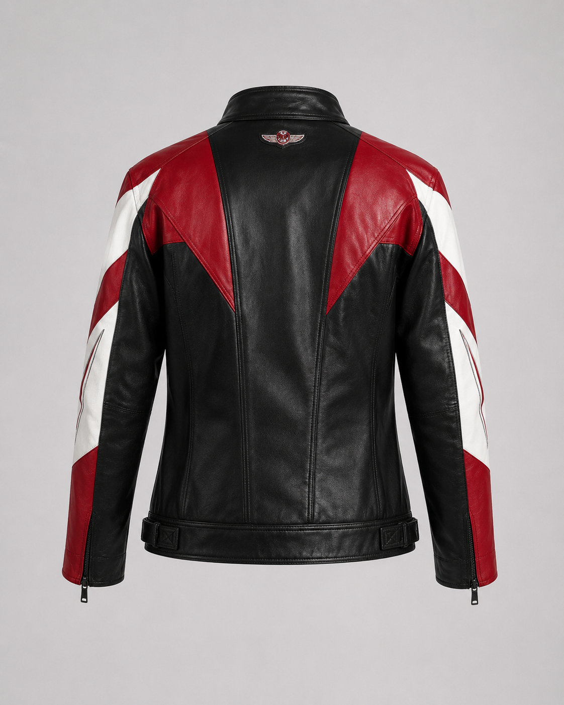 PinkyCoco Red Black Wing women's racing jacket, side view