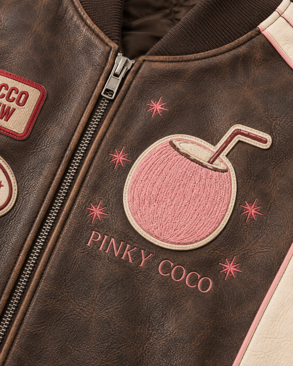 PinkyCoco Coco Heritage Pit Crew Women's Fashion Jacket, construction detail