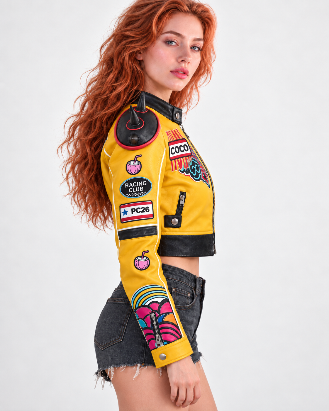 PinkyCoco Solar Crest women's statement racing jacket lifestyle styling