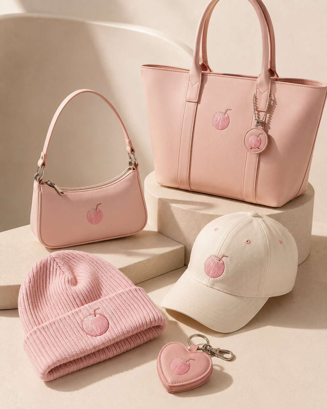 PinkyCoco bags, cap, beanie and coconut accessories