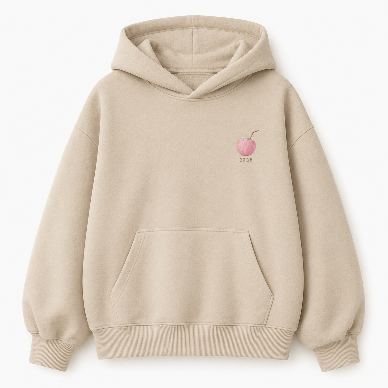 Model wearing the PinkyCoco Barefoot Coastal Coordinates oversized fleece hoodie