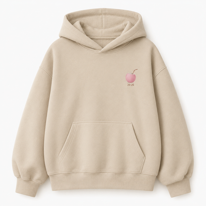 Model wearing the PinkyCoco Barefoot Coastal Coordinates oversized fleece hoodie