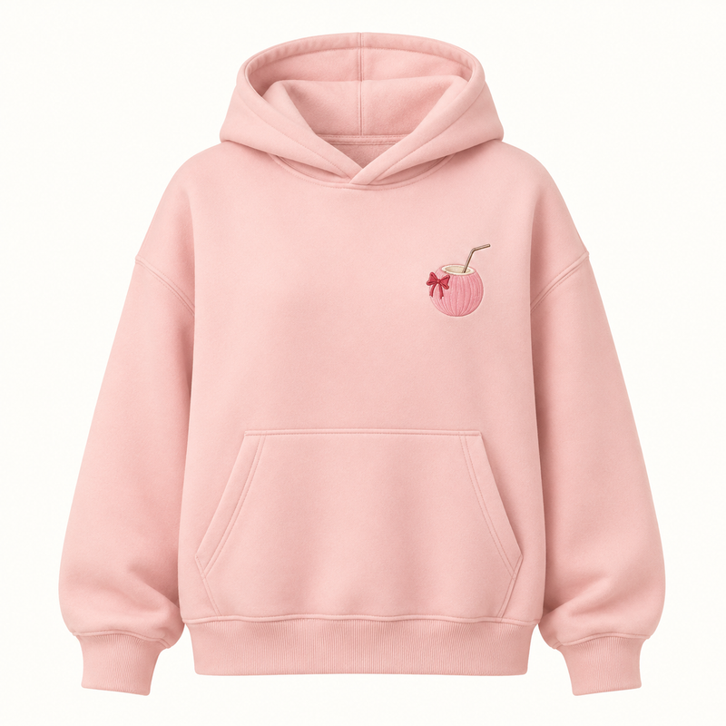 PinkyCoco Blush Ribbon Sunset Women's Oversized Fleece Hoodie