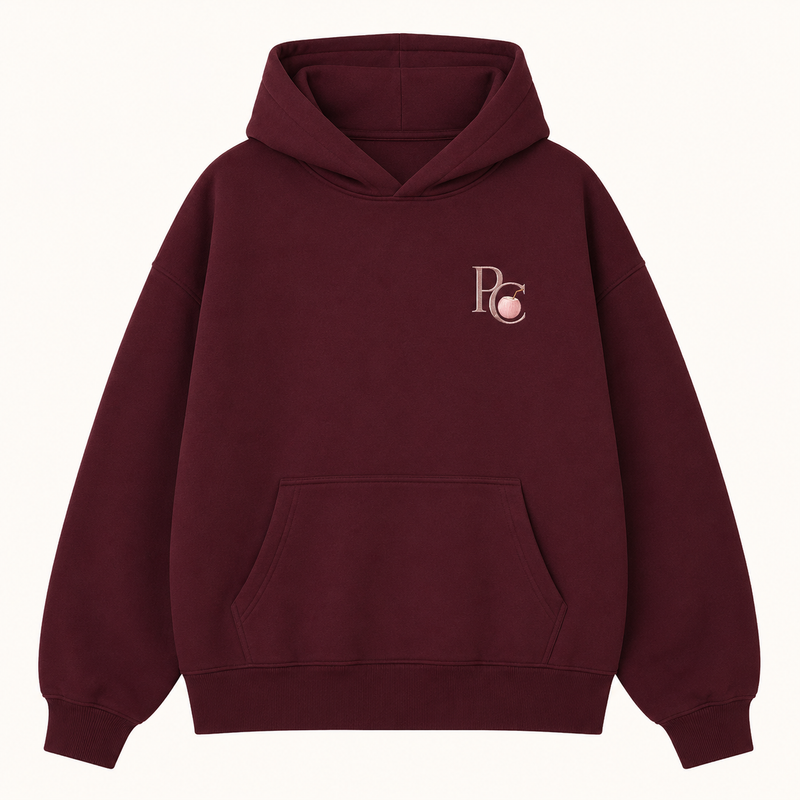 PinkyCoco Burgundy Rose Moon Women's Oversized Fleece Hoodie