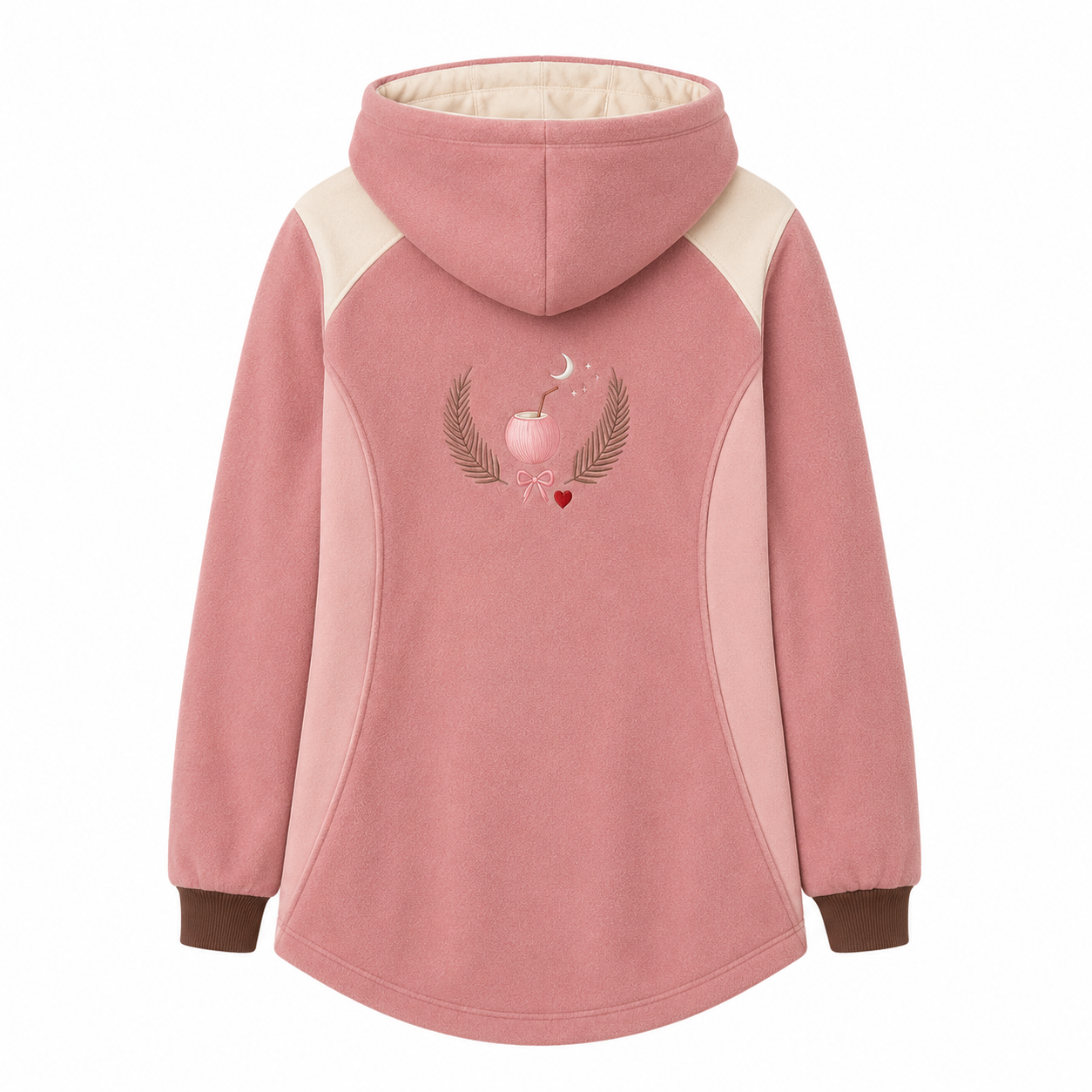 Model wearing the PinkyCoco Coco Bump Maternity fleece hoodie and jogger set, front view