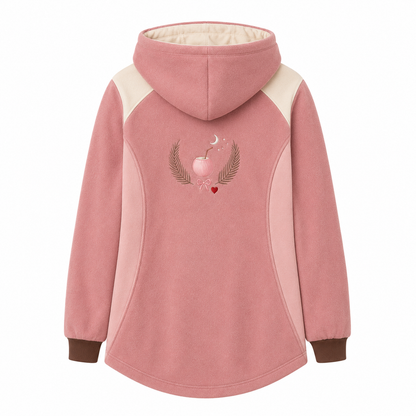 Model wearing the PinkyCoco Coco Bump Maternity fleece hoodie and jogger set, front view