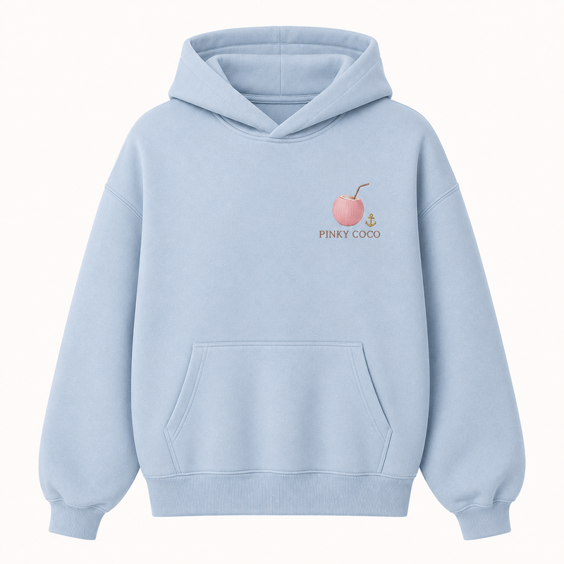 PinkyCoco Dove Over Powder Tide Women's Oversized Fleece Hoodie