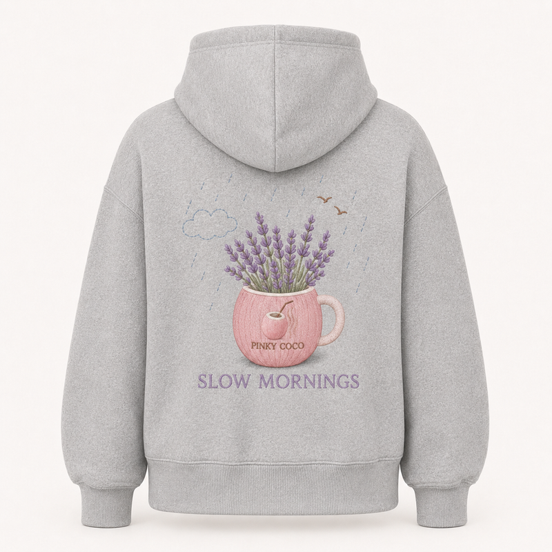 PinkyCoco Lavender Rain Coffee Women's Oversized Fleece Hoodie