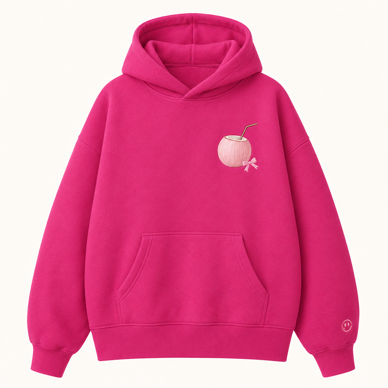 PinkyCoco Magenta Bow Pop Garden Women's Oversized Fleece Hoodie