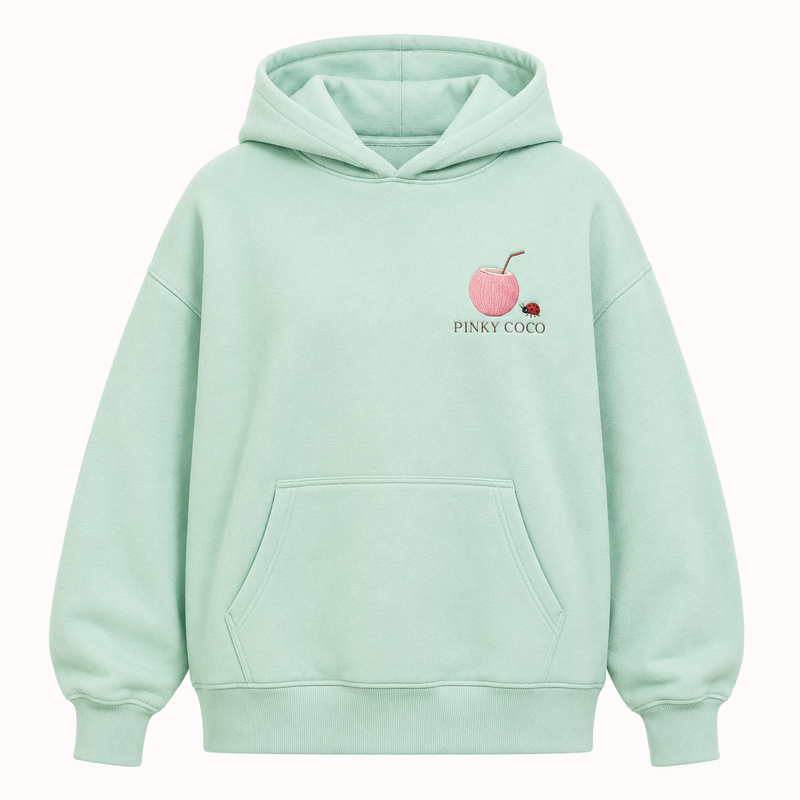 PinkyCoco Mint Ladybug Palm Garden Women's Oversized Fleece Hoodie