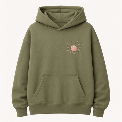 Model wearing the PinkyCoco Olive Coconut Coordinates oversized fleece hoodie