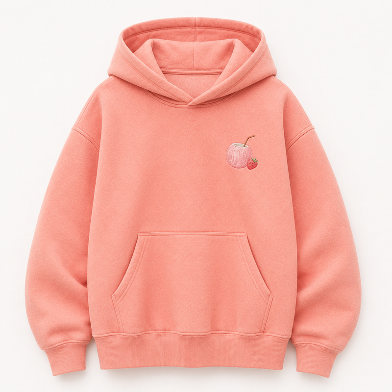 PinkyCoco Strawberry Rainbow Coast Women's Oversized Fleece Hoodie