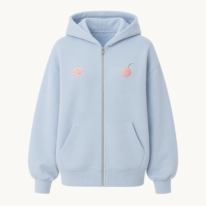 PinkyCoco Swan Lake Women's Oversized Fleece Zip Hoodie