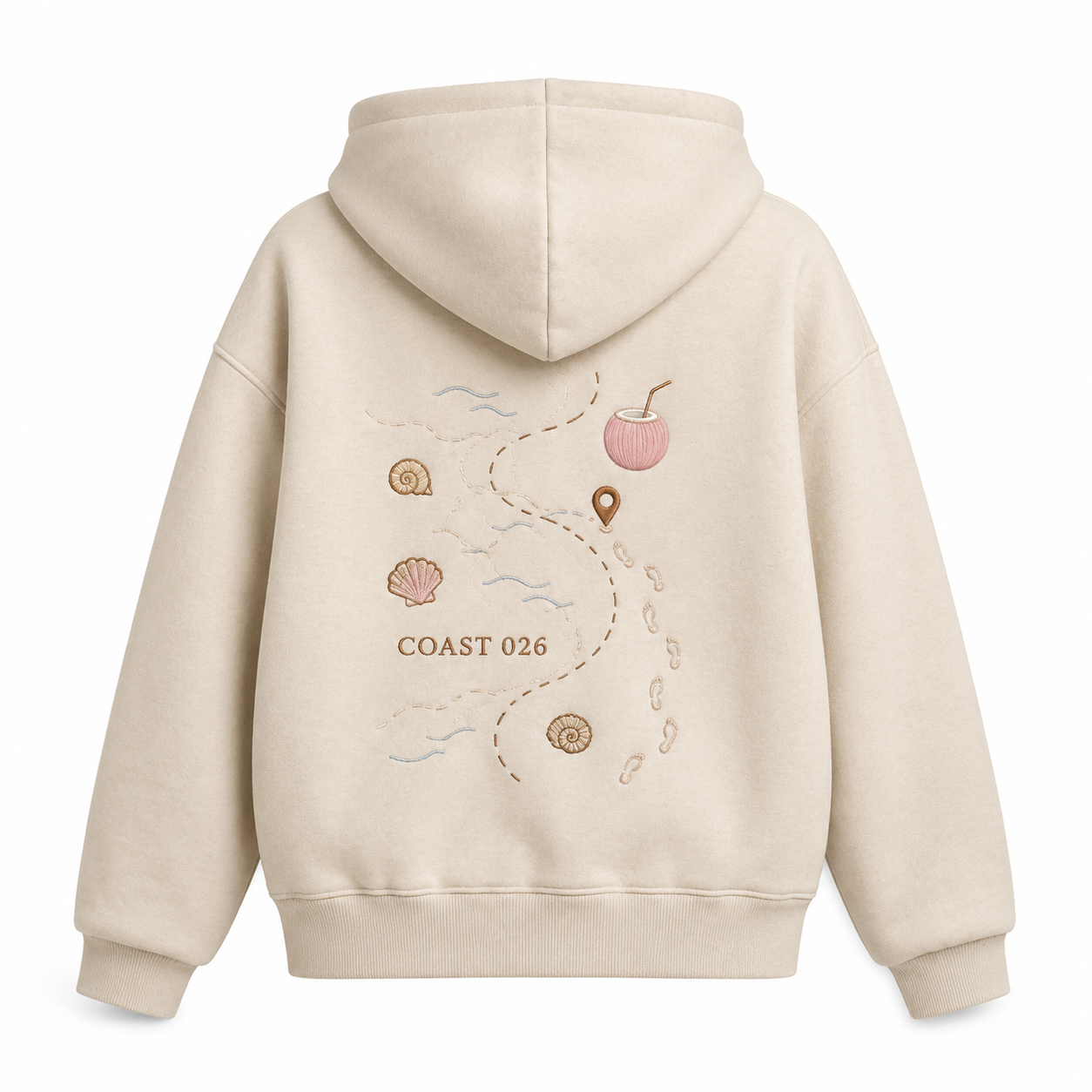 Front view of the PinkyCoco Barefoot Coastal Coordinates women's hoodie