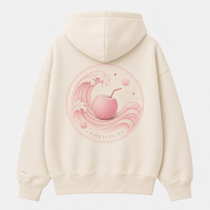 Front view of the PinkyCoco Blush Wave Coco women's hoodie