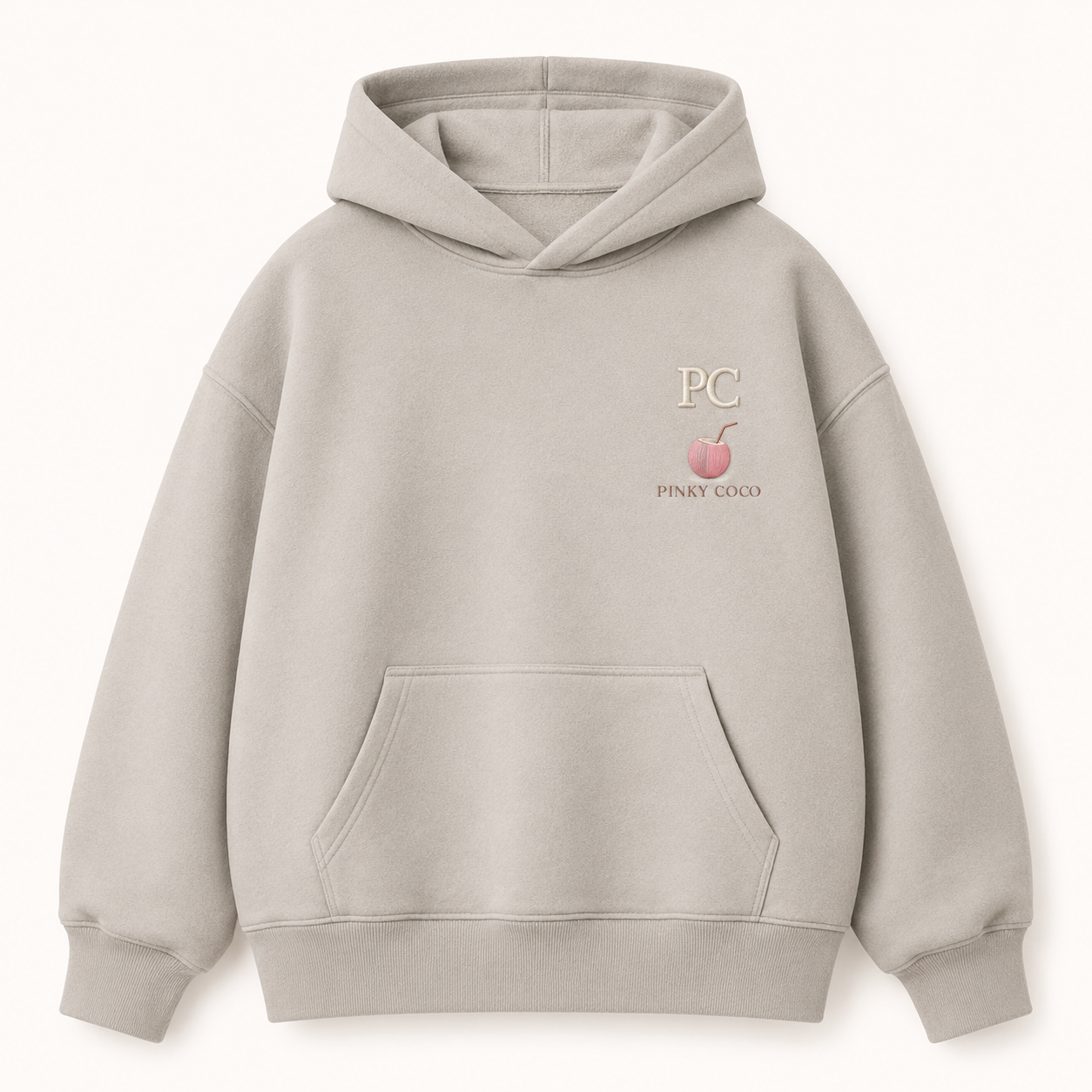 Front view of the PinkyCoco Coastal Monogram Infinity women's hoodie