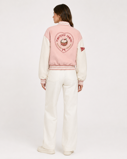 PinkyCoco Coco Campus Women's Leather Fashion Jacket, front view