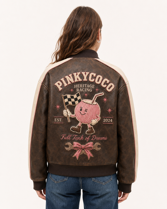 PinkyCoco Coco Heritage Pit Crew Women's Fashion Jacket, front view