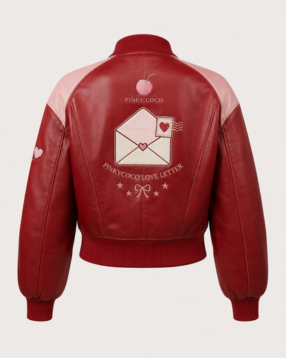 PinkyCoco Coco Love Letter Women's Satin Bomber Jacket, front view