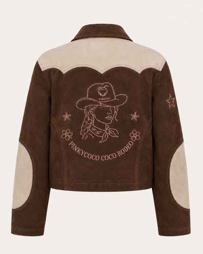 PinkyCoco Cocoa Rodeo Women's Leather Fashion Jacket, front view