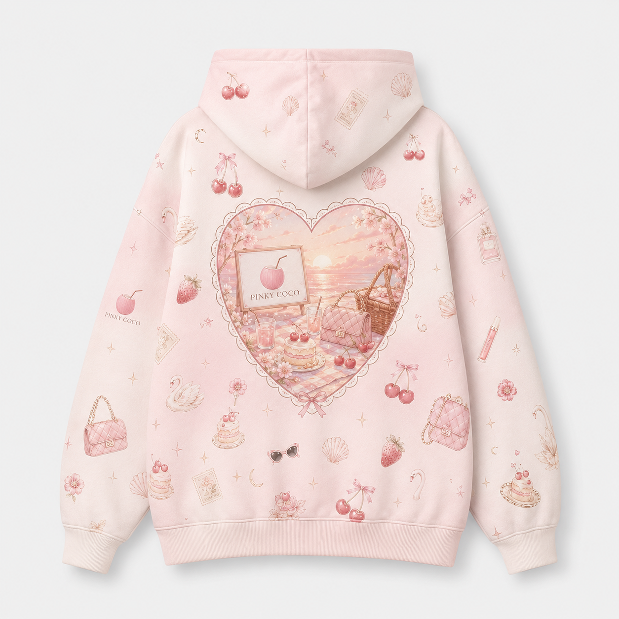 Front view of the PinkyCoco Dream Diary women's hoodie