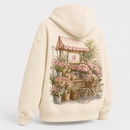 Front view of the PinkyCoco Flower Market women's hoodie