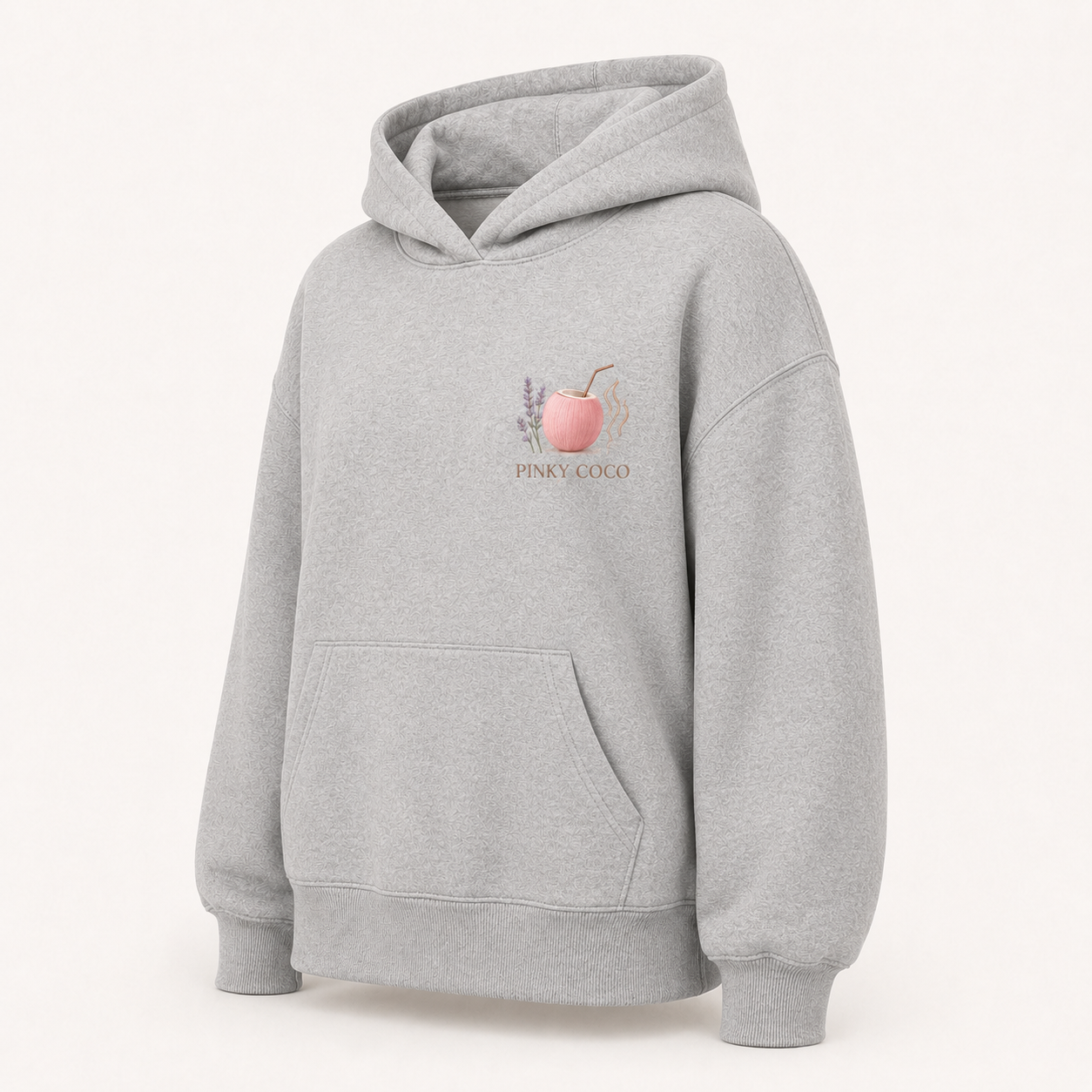 Front view of the PinkyCoco Lavender Rain Coffee women's hoodie
