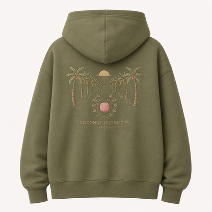 Front view of the PinkyCoco Olive Coconut Coordinates women's hoodie