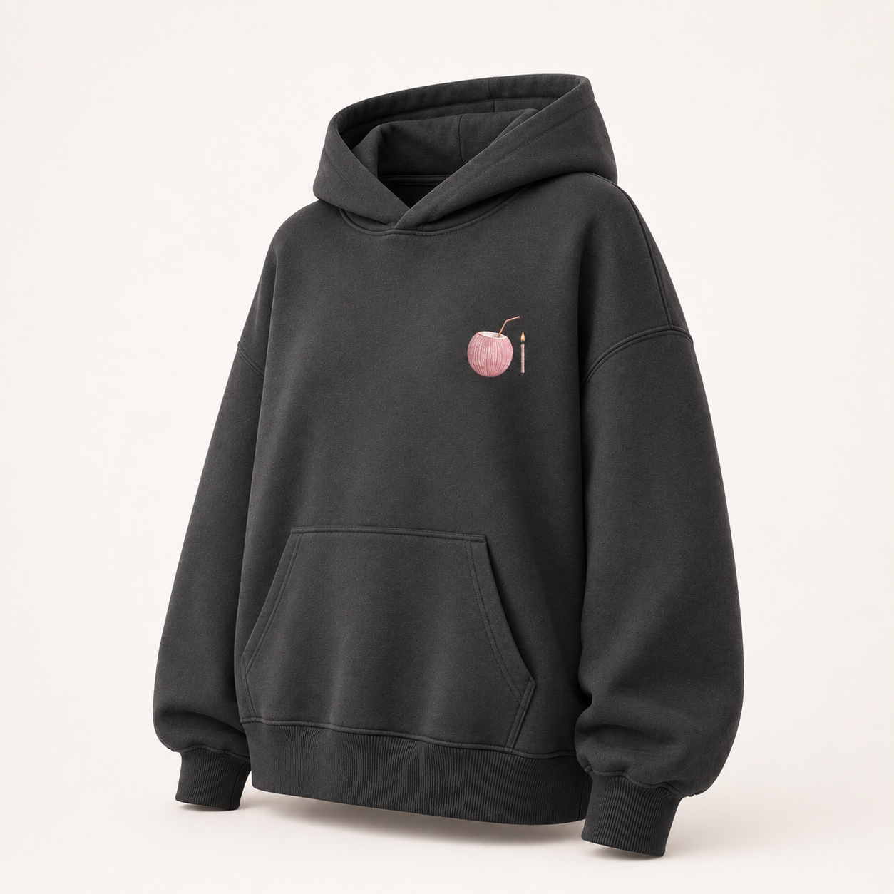 Three-quarter view of the PinkyCoco Candlelight Moon Shore women's hoodie