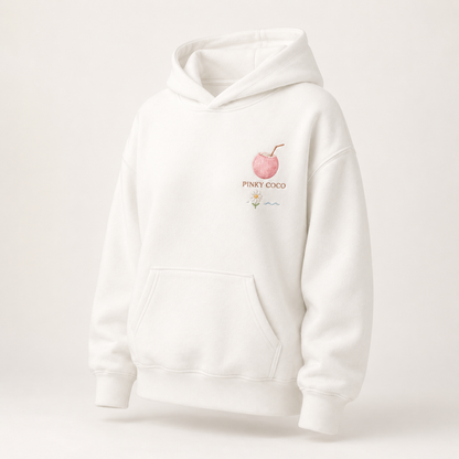 Three-quarter view of the PinkyCoco Daisy Ocean Club women's hoodie