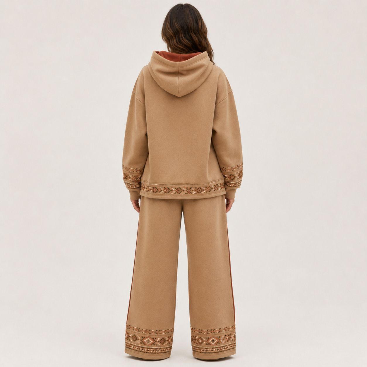 Three-quarter view of the PinkyCoco Desert Coco Nomad matching fleece set