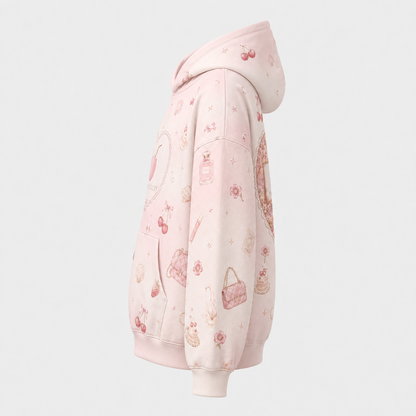 Three-quarter view of the PinkyCoco Dream Diary women's hoodie