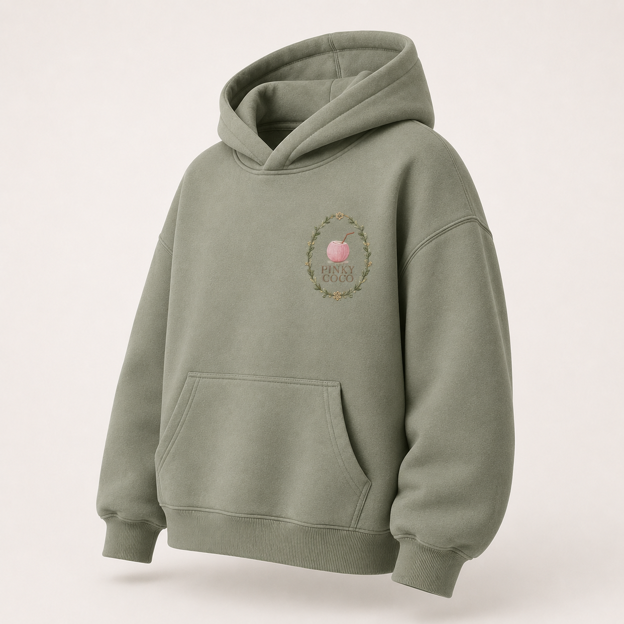 Three-quarter view of the PinkyCoco Sage Bee Coconut Grove women's hoodie