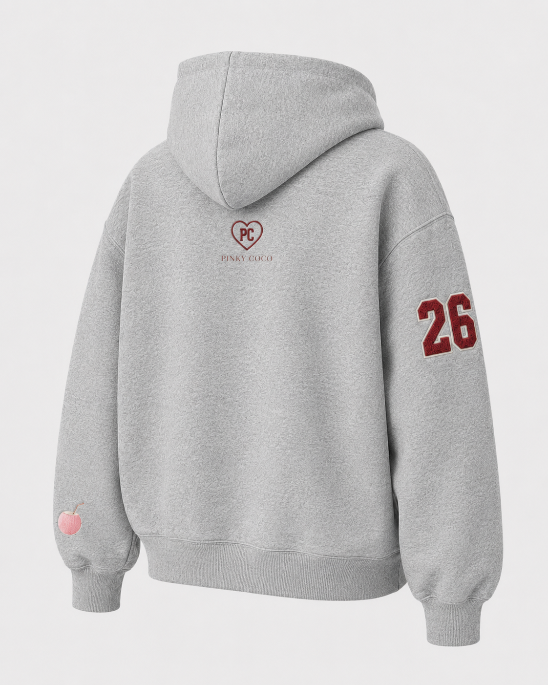 Three-quarter view of the PinkyCoco Signature Coco women's hoodie