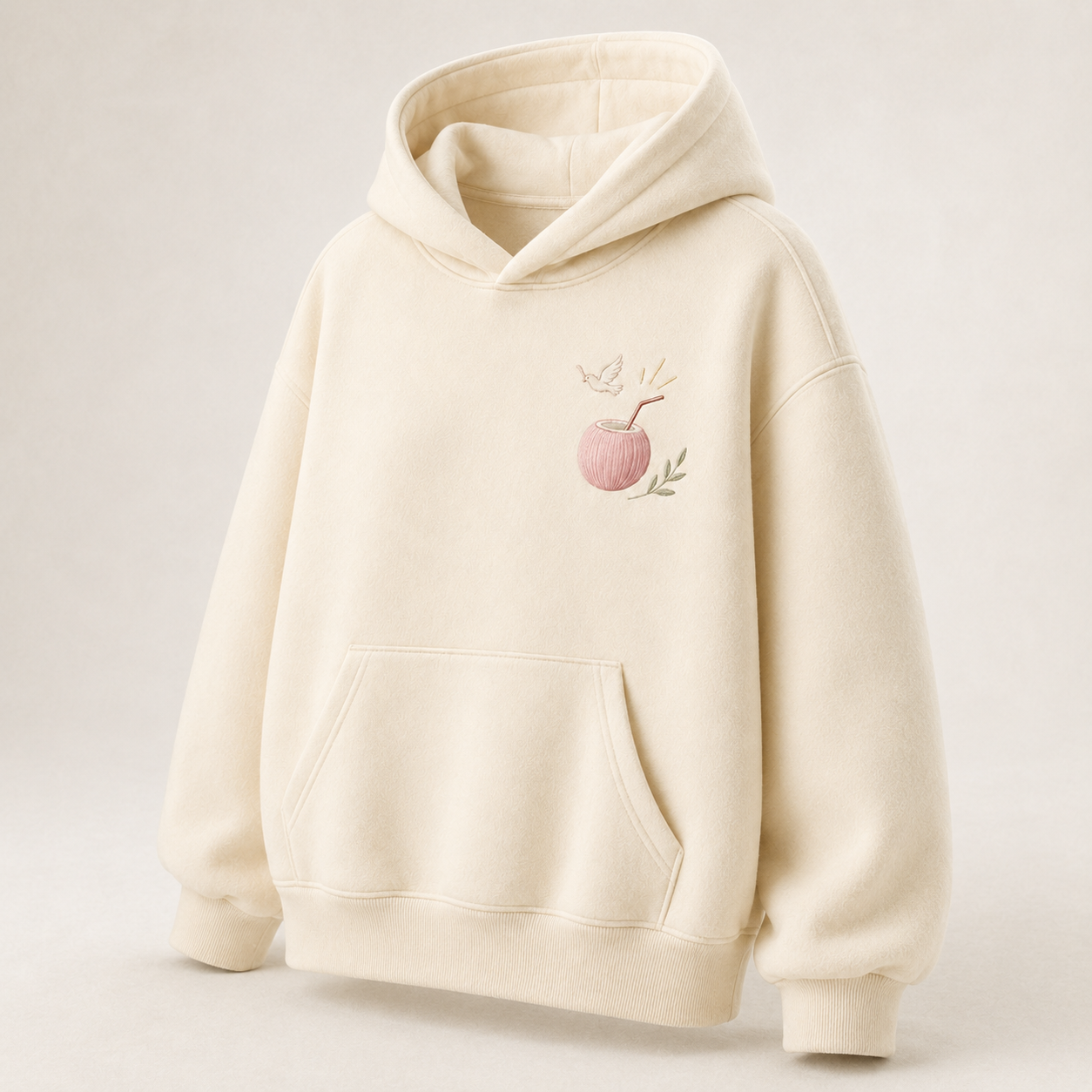 Three-quarter view of the PinkyCoco Wildflower Sunrise women's hoodie