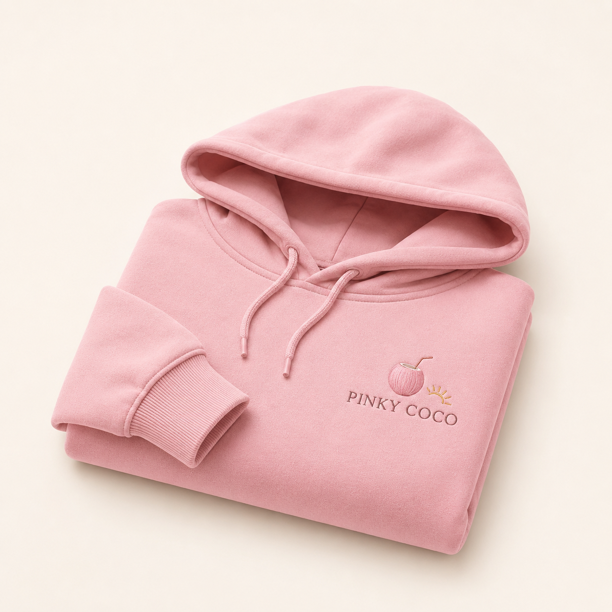 Back view of the PinkyCoco Barefoot Golden Hour oversized fleece hoodie