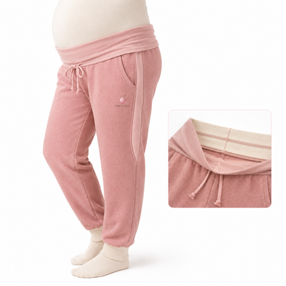Back view of the PinkyCoco Coco Bump Maternity hoodie and joggers