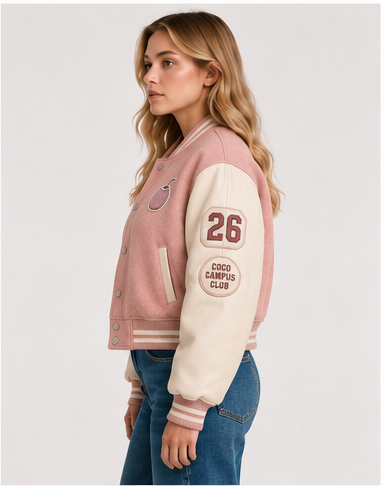 PinkyCoco Coco Campus Women's Varsity Jacket, back view