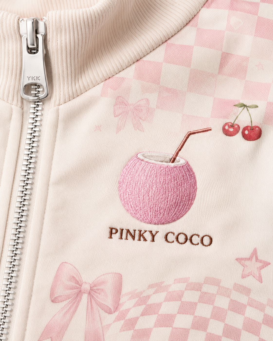 PinkyCoco Coco Check women's racing jacket, back view