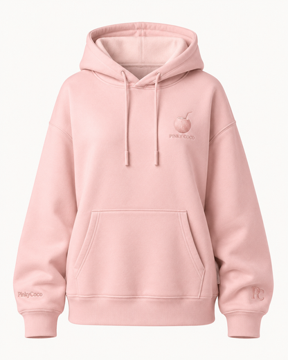 Back view of the PinkyCoco Coco Cloud 460 oversized fleece hoodie