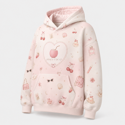 Back view of the PinkyCoco Dream Diary oversized fleece hoodie