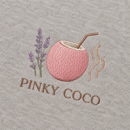 Back view of the PinkyCoco Lavender Rain Coffee oversized fleece hoodie
