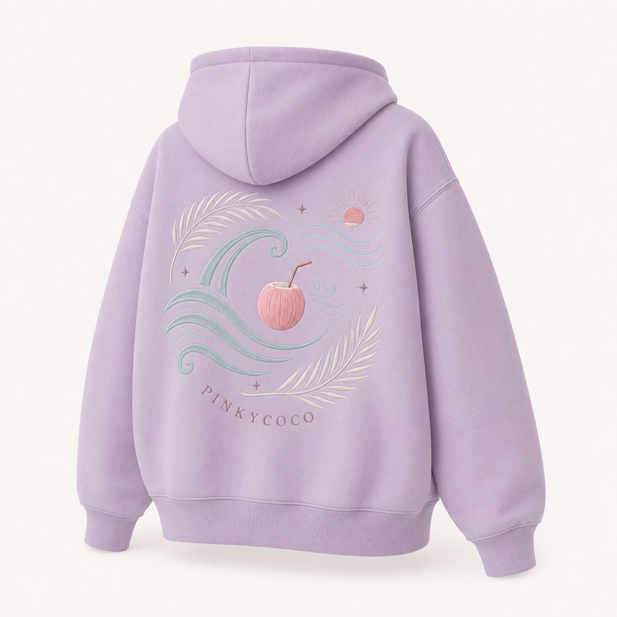 Back view of the PinkyCoco Ocean Breeze oversized fleece hoodie