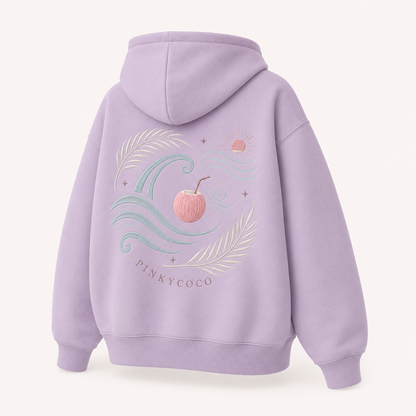 Back view of the PinkyCoco Ocean Breeze oversized fleece hoodie