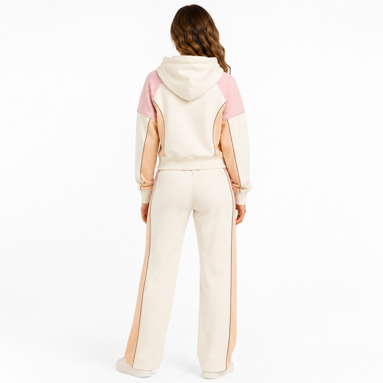 Back view of the PinkyCoco Peachy Coco hoodie and sweatpants