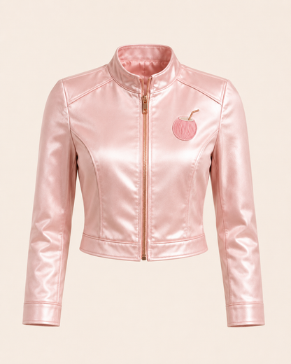 PinkyCoco Pinky Women's Satin Bomber Jacket, back view