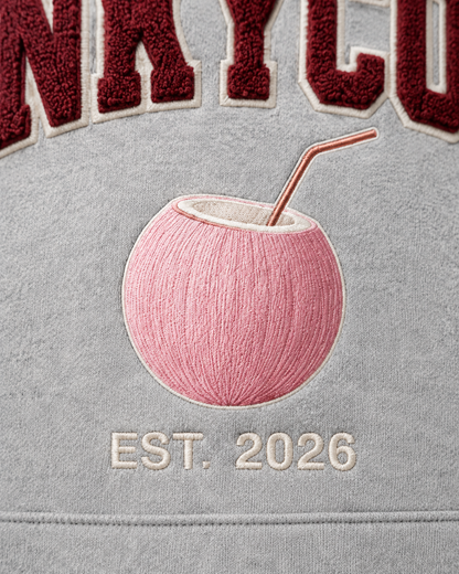 Back view of the PinkyCoco Signature Coco oversized fleece hoodie