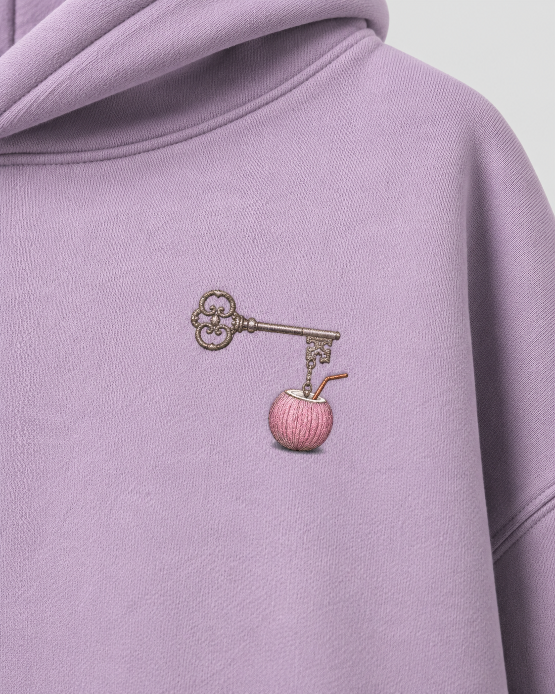 Back view of the PinkyCoco Strawberry Chateau oversized fleece hoodie